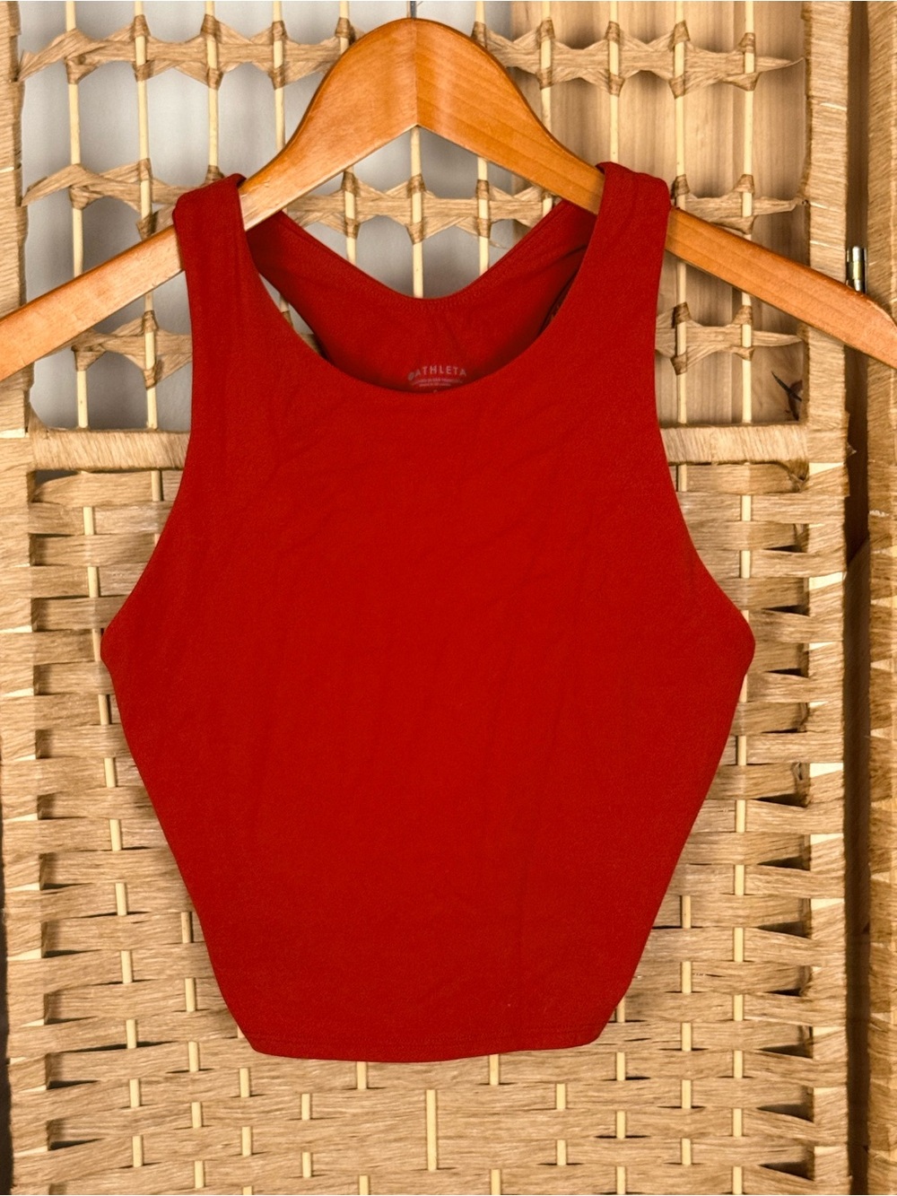 Athleta Conscious Crop Tank Red Longline Sports Bra Size Small